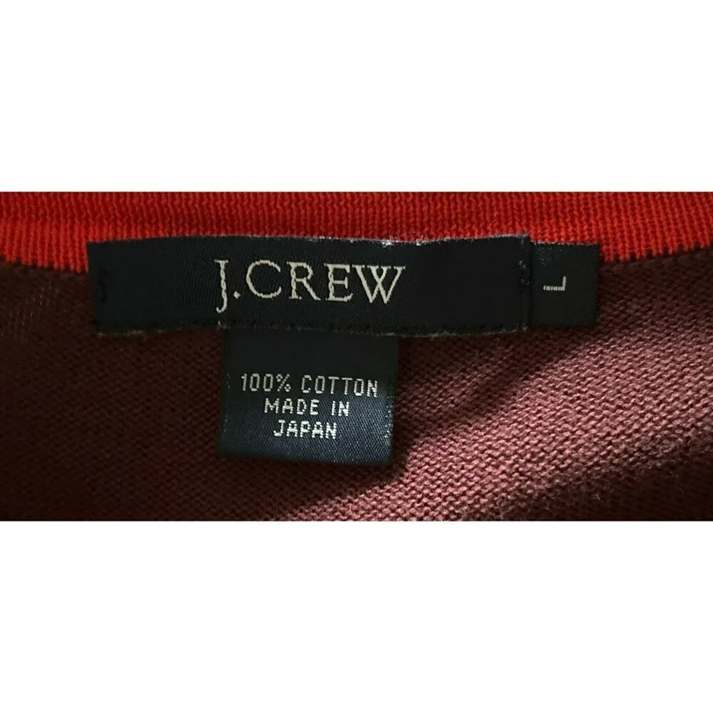 J.CREW Burgundy Crewneck Cotton Knit Burgundy Red Made in Japan Size Large